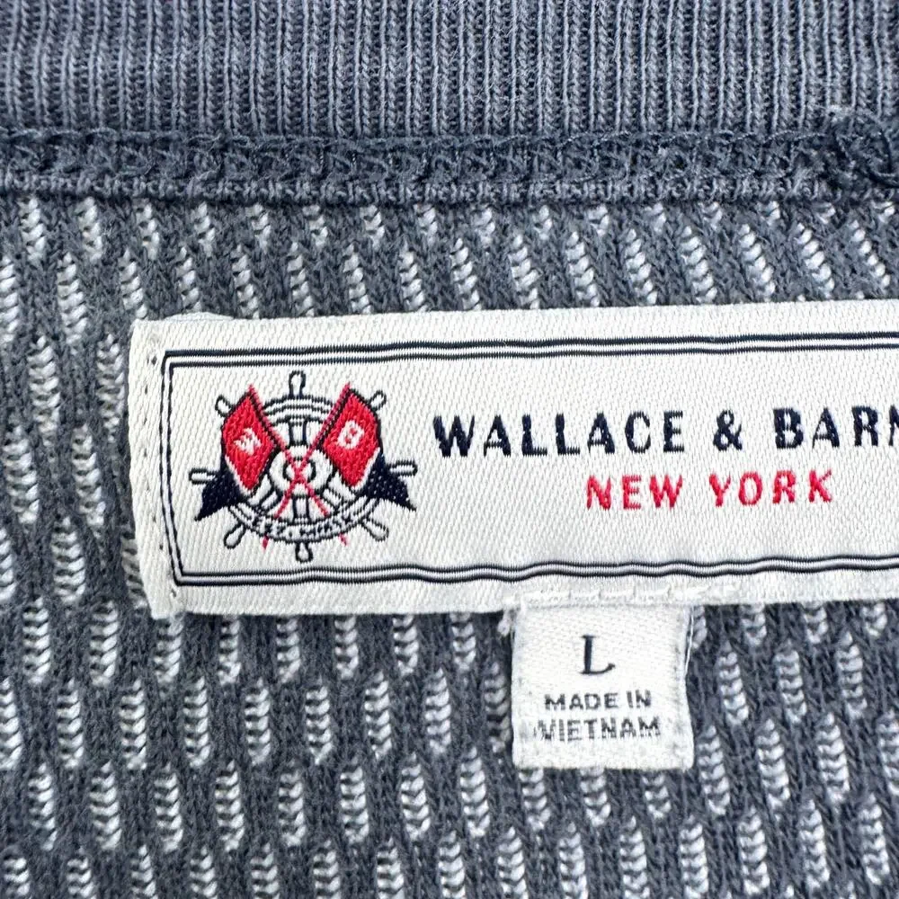 J. Crew Wallace & Barnes Mens Long Sleeve Honey Comb Knit Shirt Sz L Casual Gray